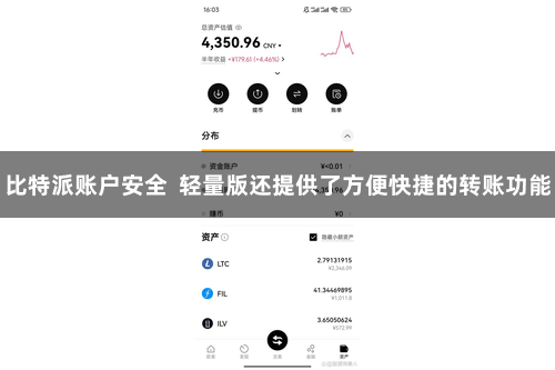比特派账户安全 轻量版还提供了方便快捷的转账功能