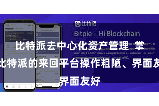比特派去中心化资产管理  掌上比特派的来回平台操作粗陋、界面友好