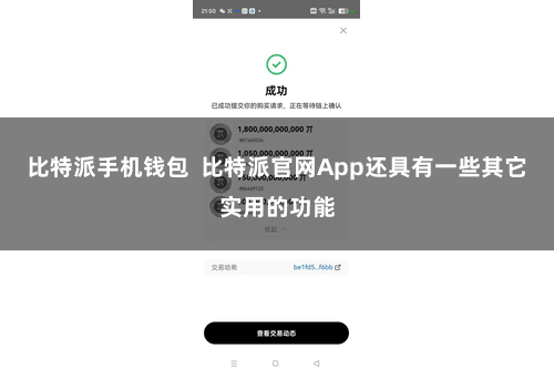 比特派手机钱包  比特派官网App还具有一些其它实用的功能